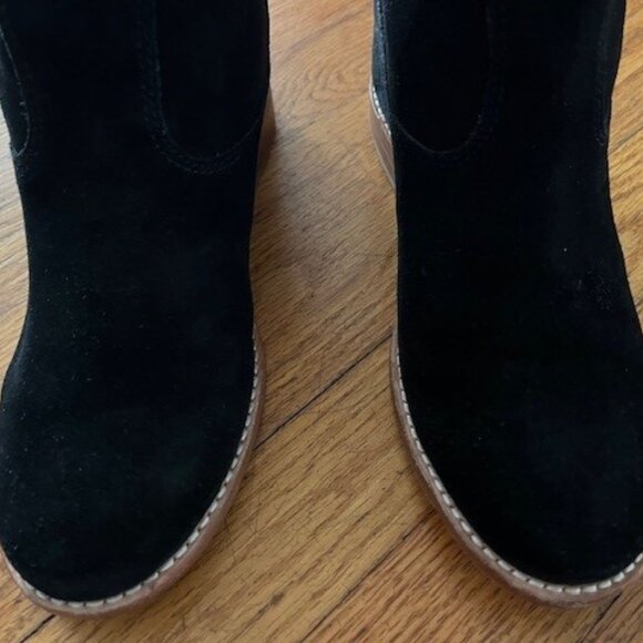Cole Haan Zillie Black Western Suede Booties Stacked Block Heel Women’s Size 7.5 - Picture 4 of 13